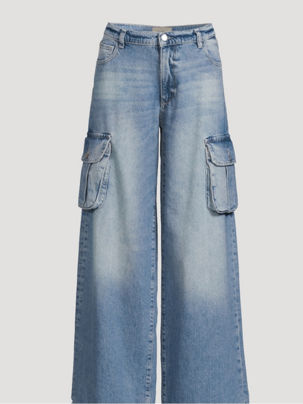 DL1961 Zoie Mid Rise  Raw Hem Wide Leg Cargo Jeans Size 25 Retail $229